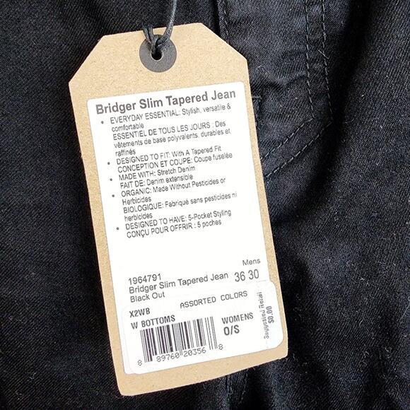 NEW Prana Bridger Slim Tapered Performance Black Jean 36x30 - Picture 6 of 9